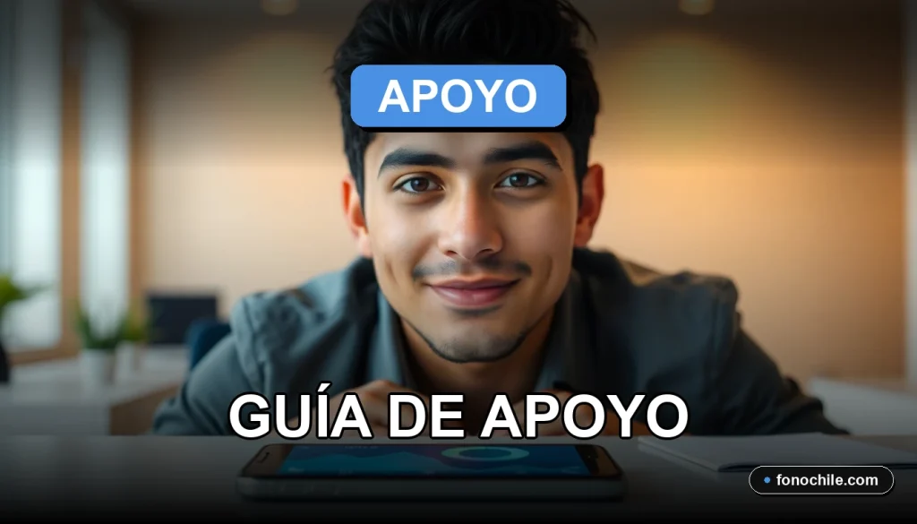 Guía de apoyo y recursos para rehabilitación de drogas en Chile, mostrando un teléfono con gráficos abstractos en un entorno sereno.