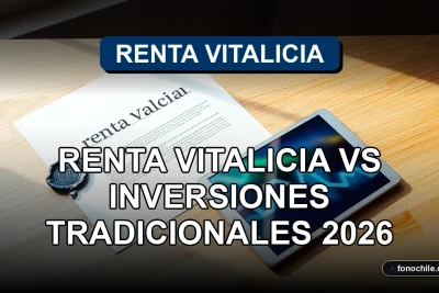 Comparación visual entre un contrato de renta vitalicia y un portafolio de inversiones tradicionales sobre un escritorio moderno.