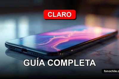 Un teléfono inteligente de última generación descansa sobre una mesa de mármol, con gráficos abstractos de colores en su pantalla, representando la renovación anual de Claro Up.