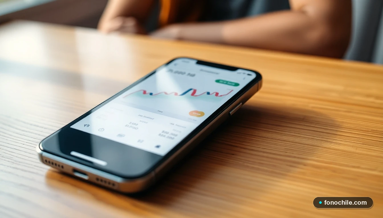 Smartphone mostrando una interfaz abstracta de gestión financiera para repactar deudas de servicios móviles.