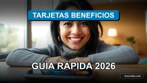 Una tarjeta de beneficios de color azul y dorado reposa sobre una mesa de madera clara junto a un teléfono inteligente.