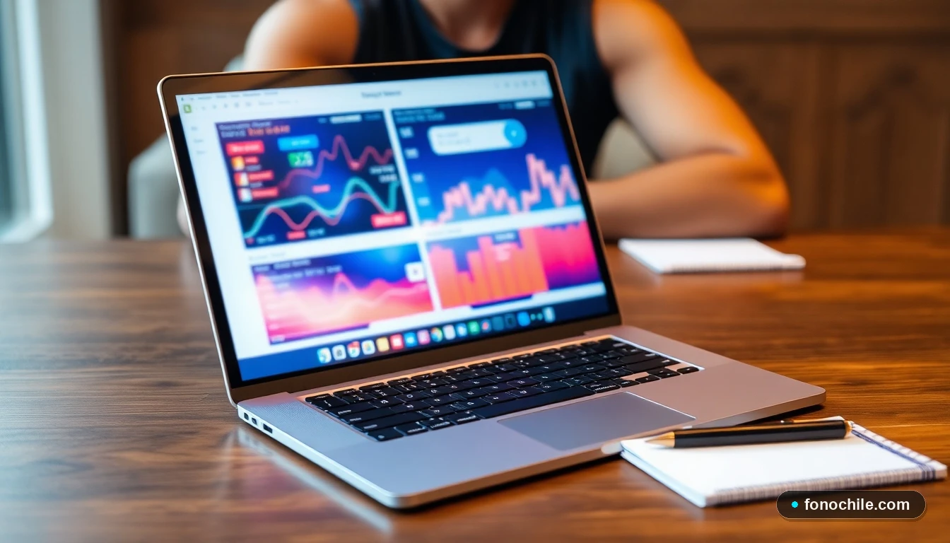 Pantalla de laptop mostrando análisis de datos y gráficos de colores sobre turismo de lujo en Chile.