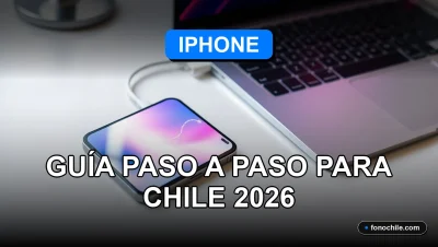 iPhone restaurado con iTunes en escritorio moderno en Chile, pantalla con gráficos abstractos de colores.