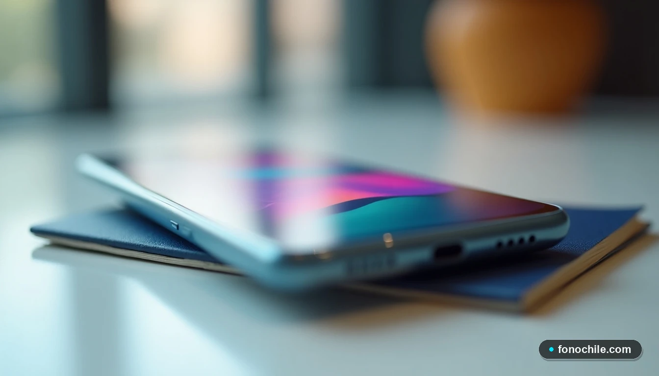 Teléfono inteligente y pasaporte sobre una mesa, representando la conexión durante los viajes internacionales.