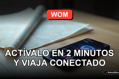 Teléfono inteligente moderno mostrando gráficos abstractos de cobertura de red, descansando sobre una mesa de madera clara junto a un mapa de ruta desplegado.
