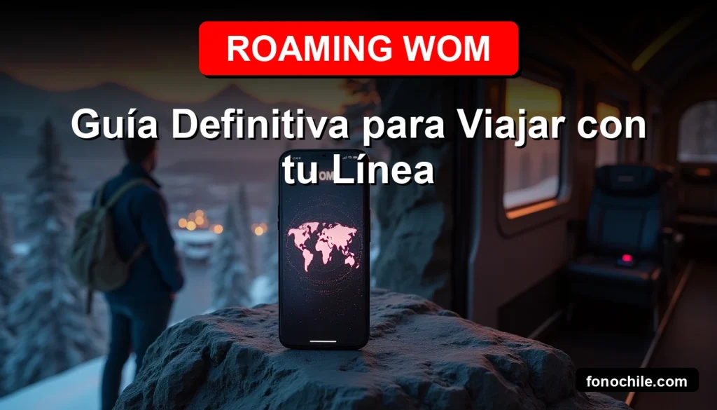 Una guía definitiva sobre cómo usar el roaming de WOM en 2026, con un smartphone mostrando un mapa global en una localización icónica.