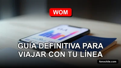 Guía de roaming internacional WOM 2026 mostrando un teléfono inteligente moderno en una mesa junto a un pasaporte abierto.
