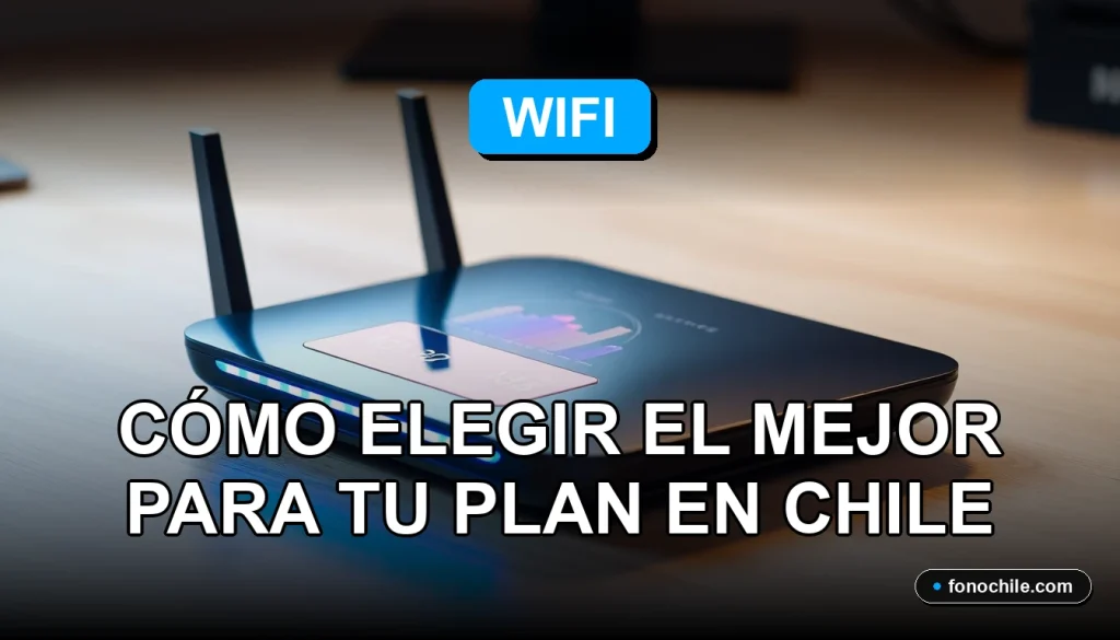Un router WiFi moderno de 2026 sobre un escritorio de madera, mostrando gráficos abstractos de colores en su pantalla LED.