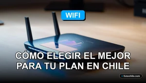 Un router WiFi moderno de 2026 sobre un escritorio de madera, mostrando gráficos abstractos de colores en su pantalla LED.
