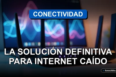 Router WiFi 6 moderno sobre escritorio de madera con gráficos abstractos de colores en pantalla de laptop, solución para problemas de internet.
