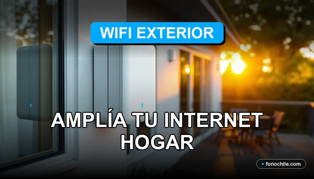 Router WiFi exterior moderno instalado en el jardín de una casa, ampliando la señal de internet al aire libre.
