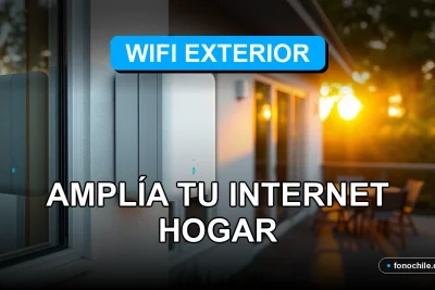 Router WiFi exterior moderno instalado en el jardín de una casa, ampliando la señal de internet al aire libre.
