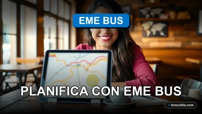 Una mujer planifica un viaje por las rutas turísticas de Chile usando la aplicación de EME Bus en su tablet.