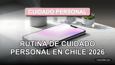 Rutina de cuidado personal con productos cosméticos y dispositivos tecnológicos en un baño moderno en Chile.