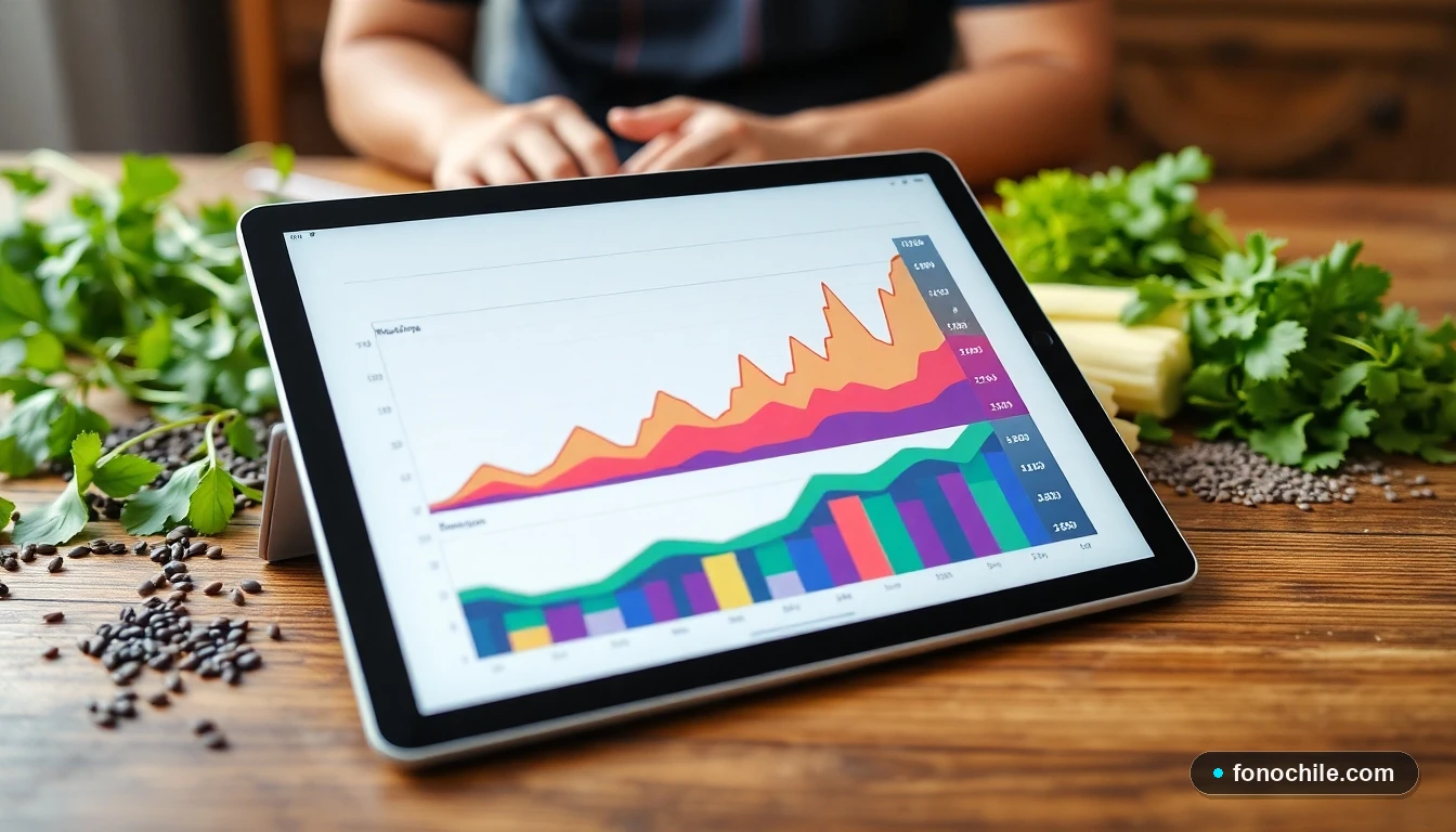 Gráfico abstracto de colores que representa la diversidad de la microbiota intestinal y métricas de salud digestiva