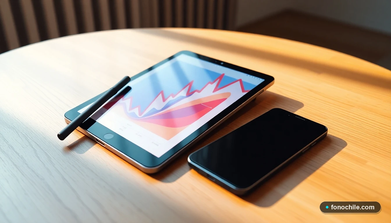 Dispositivos tecnológicos modernos en un entorno de estudio, representando las herramientas digitales educativas de Santillana