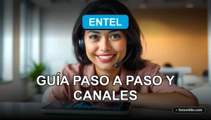 Una persona de servicio al cliente de Entel sonriendo amablemente a la cámara en una oficina moderna.