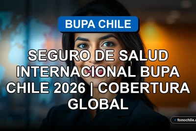 Seguro de salud internacional Bupa Chile 2026 con cobertura global representada por un globo terráqueo digital abstracto.
