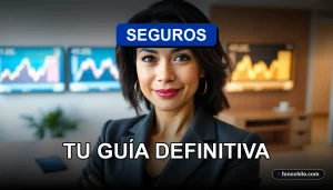 Guía informativa sobre seguros bancarios en Chile para el año 2026, mostrando una profesional en un entorno moderno.