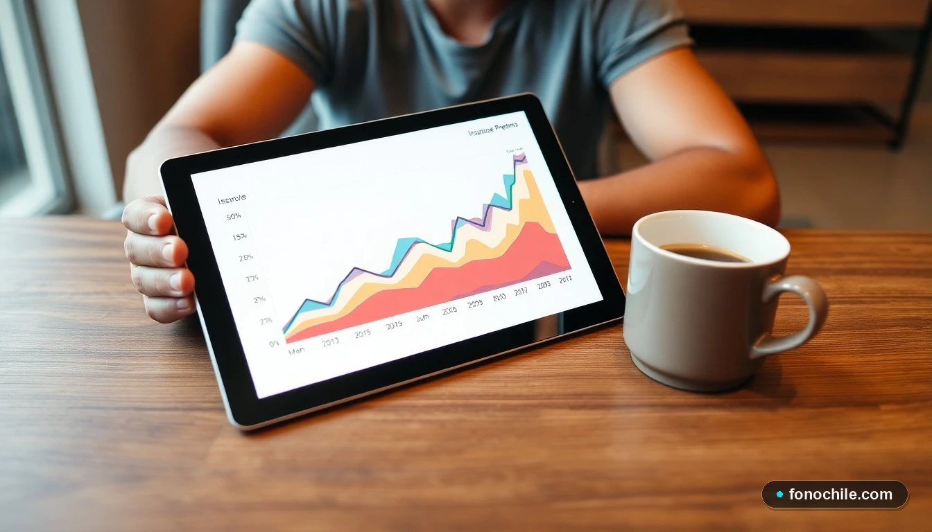 Gráfico abstracto de colores mostrando tendencias en primas de seguros de auto en Chile para análisis comparativo.