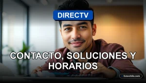 Servicio técnico de DIRECTV Chile, un especialista revisa una tablet con gráficos abstractos en una oficina moderna.