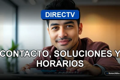Servicio técnico de DIRECTV Chile, un especialista revisa una tablet con gráficos abstractos en una oficina moderna.