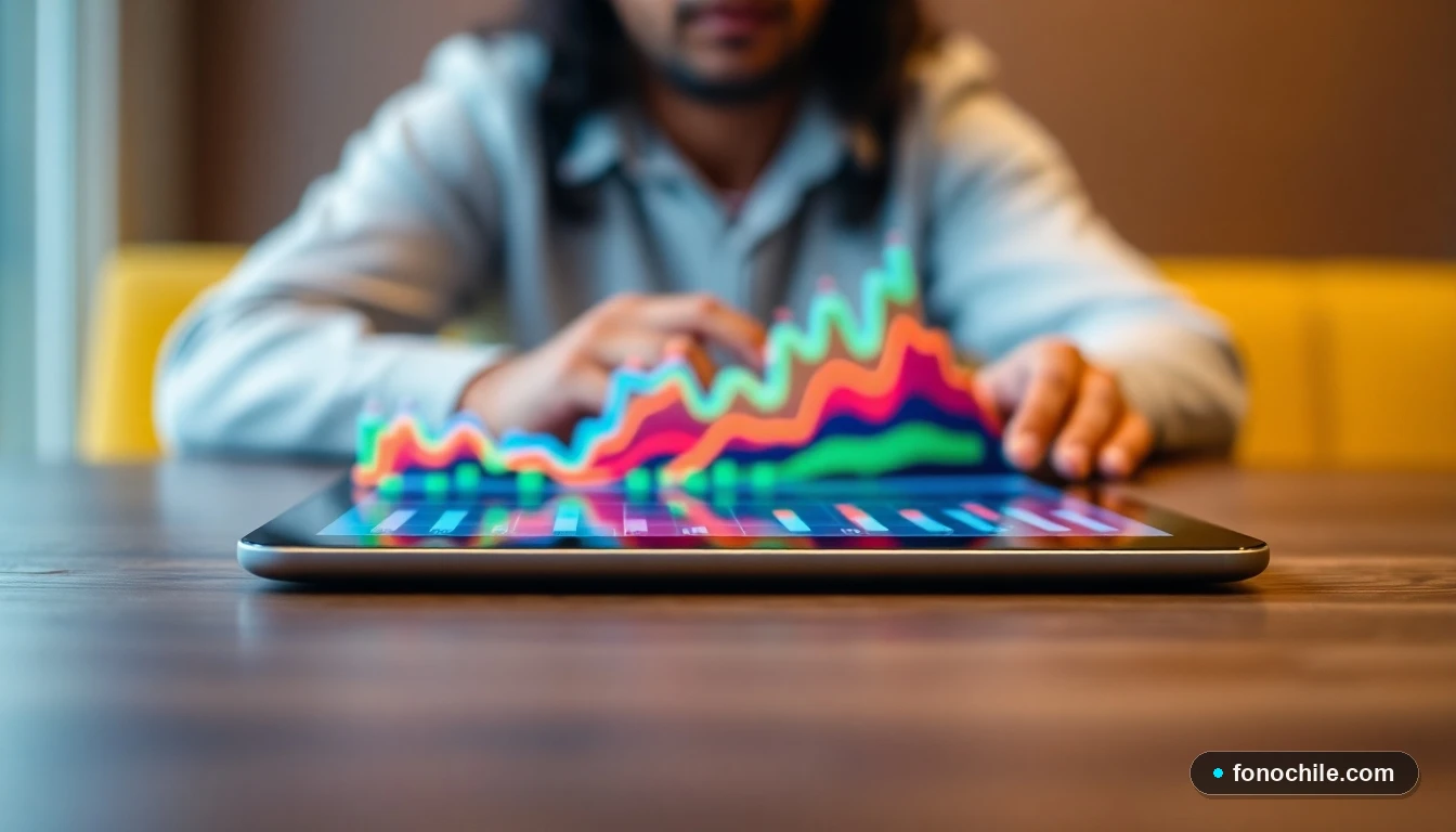 Gráfico abstracto de colores que representa datos de satisfacción y tiempos de respuesta del servicio técnico de televisión satelital.