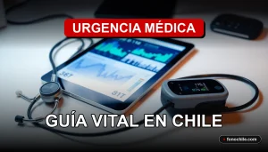 Guía de Servicios de Urgencia Médica 2026 en Chile mostrando tecnología de monitoreo en una mesa.