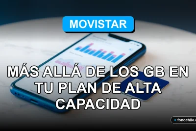 Plan de alta capacidad Movistar 2026, servicios móviles más allá de los datos, gráficos abstractos en pantalla.