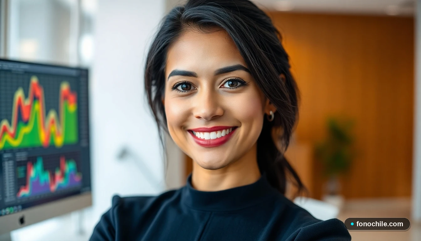 Agente de servicio al cliente de Servipag sonriendo, representando soporte confiable y asistencia personalizada.