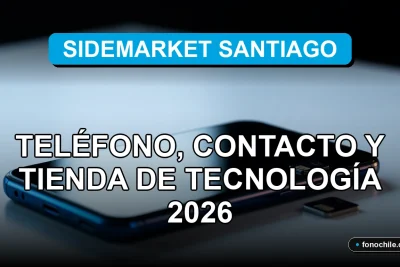 Moderno teléfono inteligente y tarjeta SIM de tecnología en la tienda Sidemarket Santiago 2026