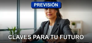 Una mujer profesional revisando gráficos abstractos de proyecciones previsionales en una tablet sobre un escritorio moderno.