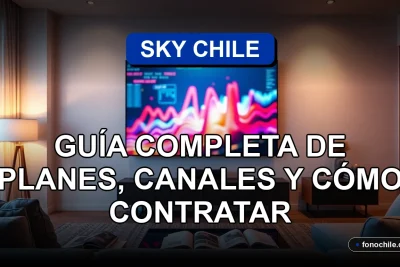 Guía completa de planes y canales de Sky Chile 2026 sobre una pantalla de TV moderna en un living contemporáneo.