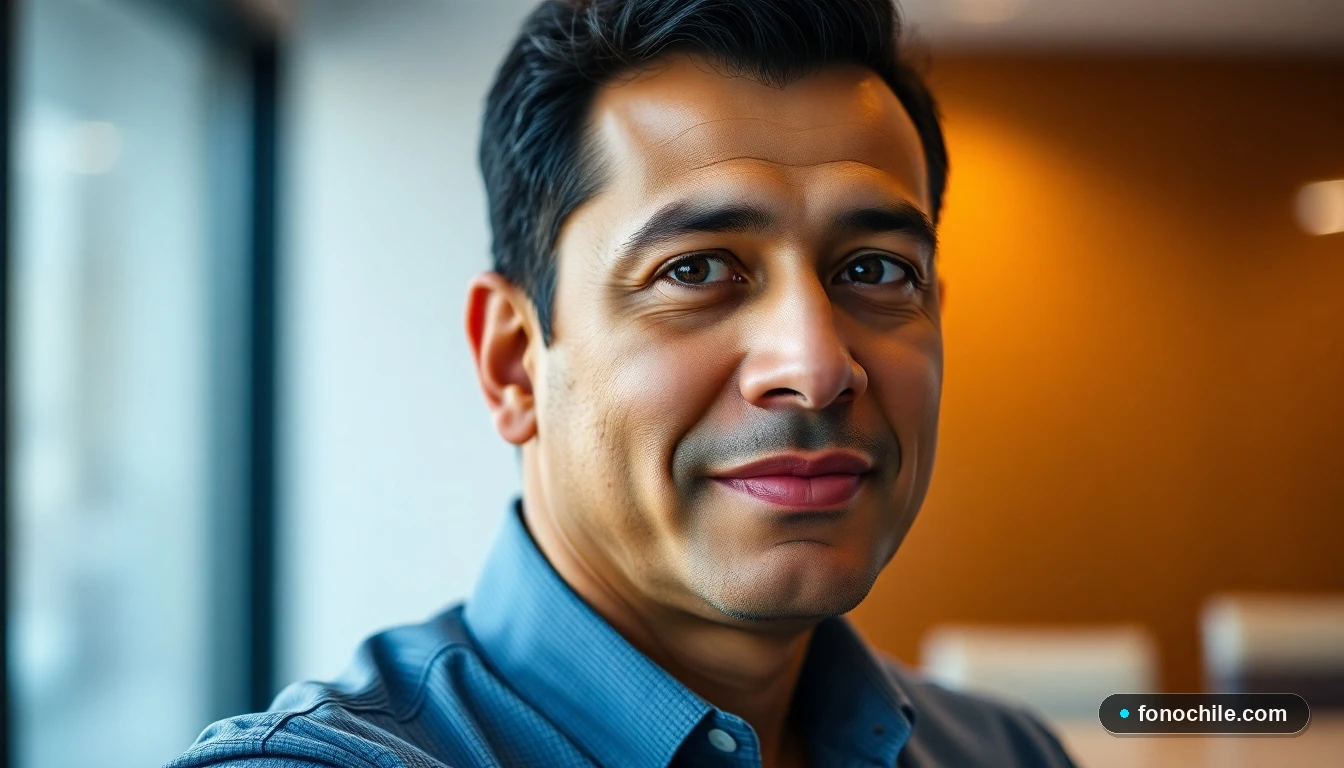 Un hombre latino, representante de Sodexo Chile, escuchando atentamente en un contexto de servicio y soporte al cliente.