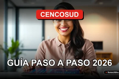 Una mujer hispana sonríe amablemente mientras consulta información sobre la tarjeta de crédito Cencosud en una tablet.