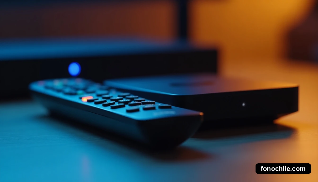 Primer plano del control remoto de DIRECTV y decodificador en un entorno doméstico minimalista.