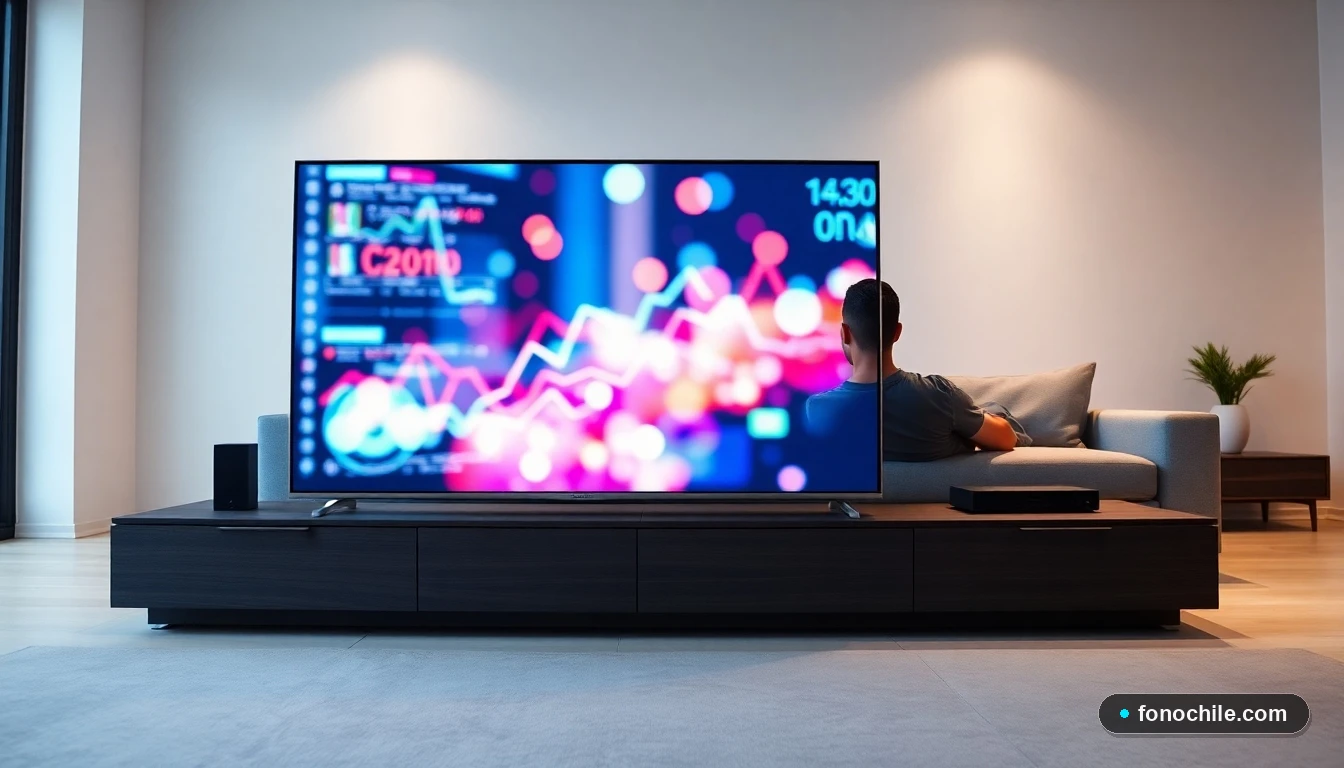 Pantalla de televisor inteligente mostrando gráficos de conexión a internet para solucionar problemas de streaming en el hogar.