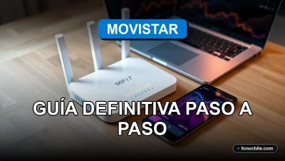 Guía para solucionar problemas de conexión WiFi de Movistar en 2026, con un router moderno sobre una mesa de trabajo.