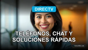 Una mujer latina, representante de soporte técnico de DIRECTV, sonríe amablemente en un entorno profesional y moderno.