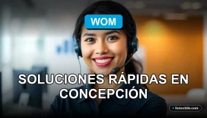 Soporte técnico de telecomunicaciones WOM en Concepción, Chile, mostrando un profesional de servicio al cliente.