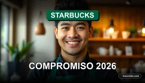 Starbucks Chile barista smiling, representing the company's 2026 sustainability commitment.