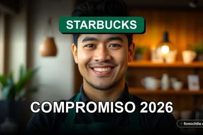 Starbucks Chile barista smiling, representing the company's 2026 sustainability commitment.
