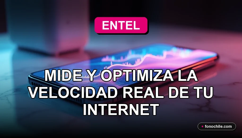 Modern smartphone displaying abstract network performance graphs, resting on a clean table next to a sleek router with glowing status lights.