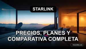 Comparativa de precios y planes de Starlink en Chile para el año 2026, con gráficos abstractos de velocidad.