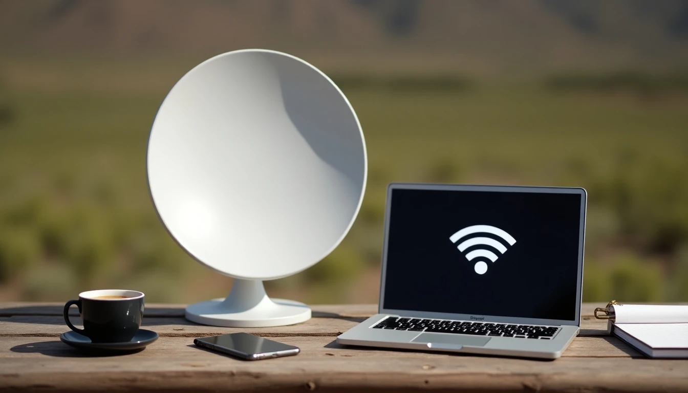 Antena Starlink instalada en una mesa de campo chilena, mostrando conexión a internet satelital de alta velocidad.