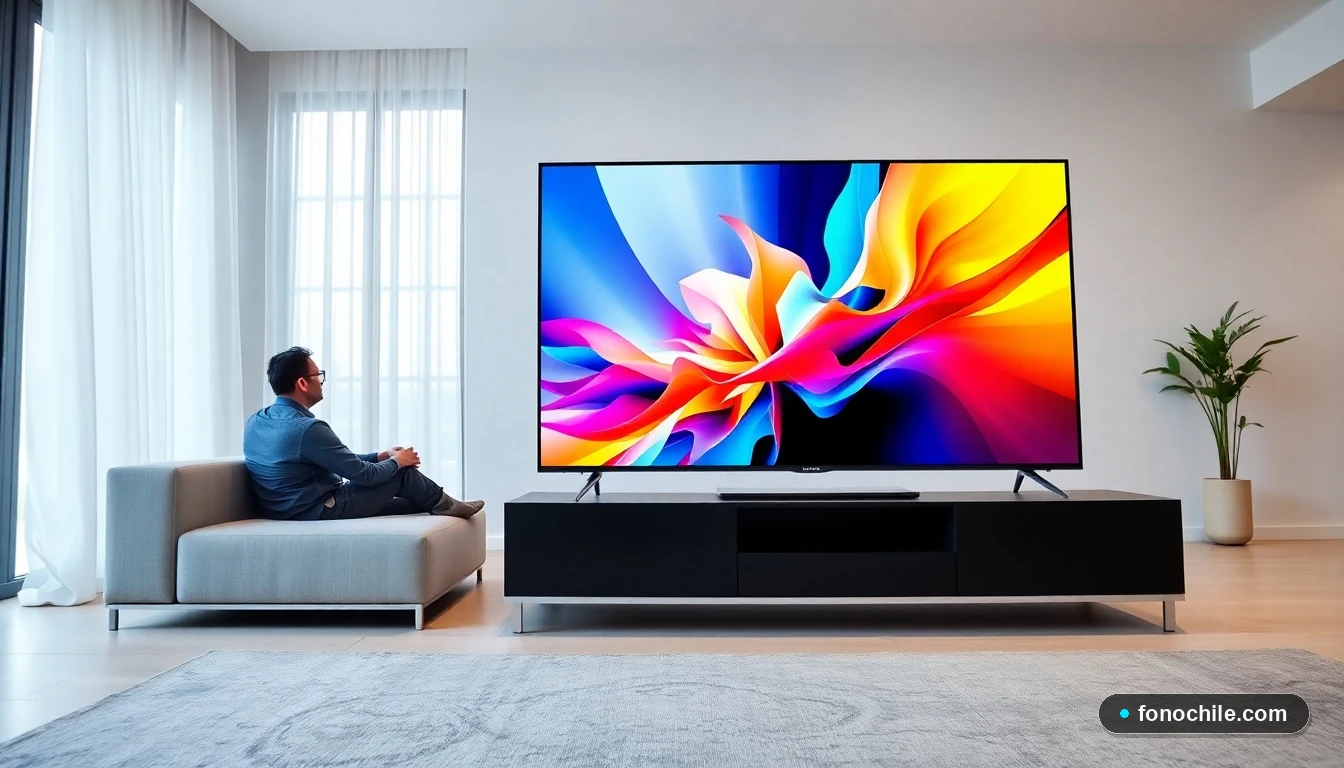 Hombre disfrutando de contenido en streaming 4K en una Smart TV moderna en su living en Chile.