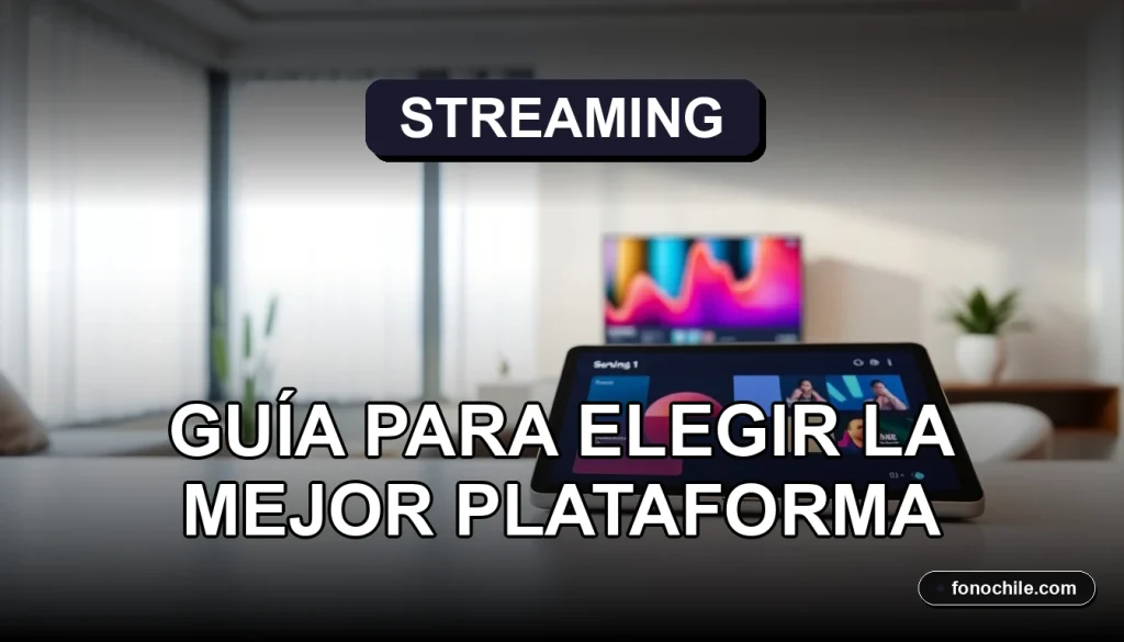 Guía comparativa de plataformas de streaming para Chile en 2026 mostrada en una pantalla con gráficos abstractos.