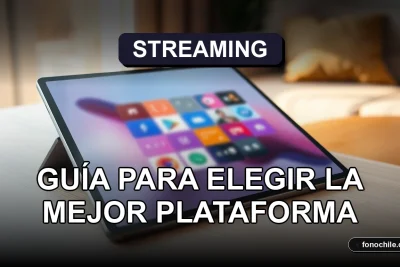 Guía comparativa de plataformas de streaming en Chile mostrada en una tableta moderna sobre una mesa de madera.