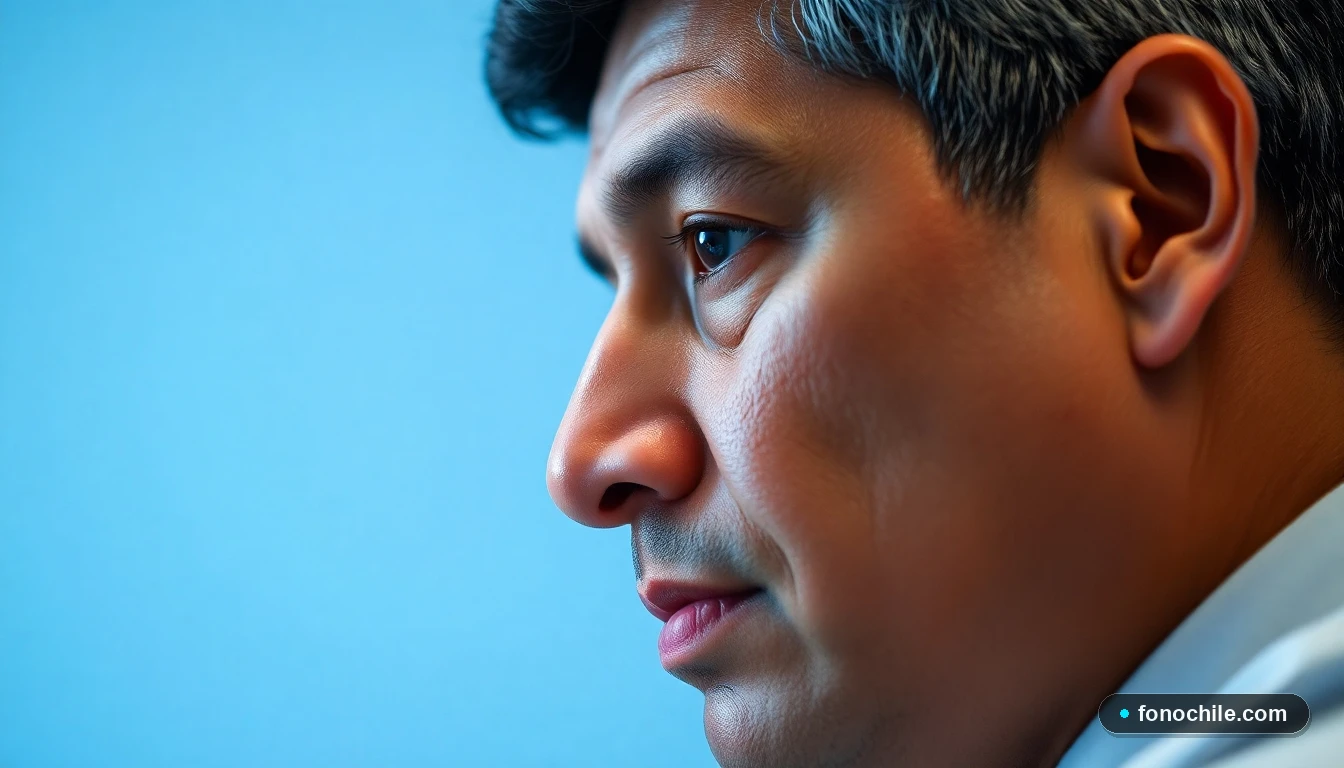 Un hombre hispano escuchando atentamente, representando la calidad del soporte técnico y atención al cliente de Subtel.