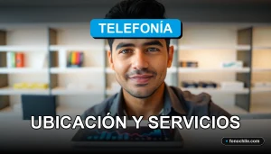 Sucursal de telefonía moderna en Chile mostrando servicios de atención al cliente y cobertura de red en 2026.